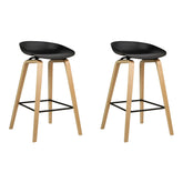 Artiss Set of 2 Wooden Square Footrest Bar Stools - Black